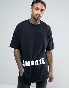 Свободный свитшот с короткими рукавами и рисунком ASOS - Черный