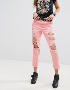 Рваные розовые джинсы в винтажном стиле PrettyLittleThing - Розовый