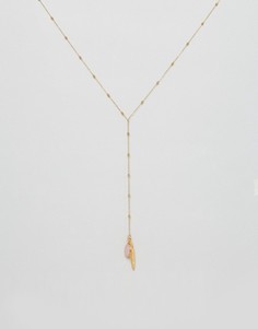 Ожерелье с подвеской-пером и камнем Ottoman Hands - Золотой
