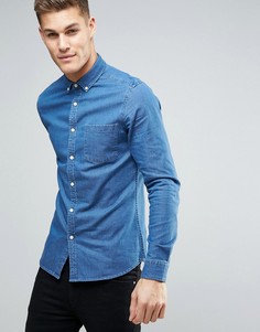 Узкая джинсовая рубашка ASOS - Синий