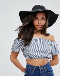 Соломенная шляпа на эластичной ленте ASOS - Черный