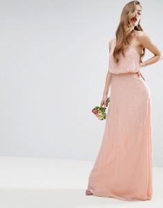 Декорированное платье макси на одно плечо ASOS WEDDING - Бежевый