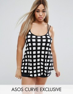 Топ на бретельках в клетку с лямками сзади ASOS CURVE - Мульти
