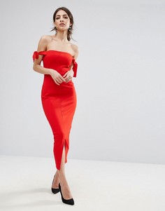 Платье-бандо миди с завязками Lavish Alice - Красный