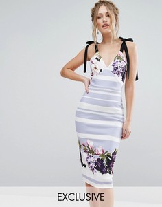 Платье миди с бантиками и цветами True Violet - Мульти