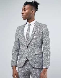 Супероблегающий пиджак с цветочной набивкой флок Noose & Monkey - Серый