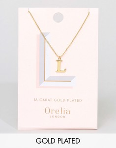 Позолоченное ожерелье с подвеской в виде буквы L Orelia - Золотой