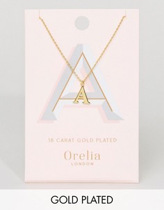 Позолоченное ожерелье с подвеской в виде буквы А Orelia - Золотой