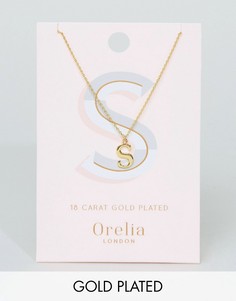 Позолоченное ожерелье с подвеской в виде буквы S Orelia - Золотой