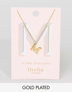 Позолоченное ожерелье с подвеской в виде буквы M Orelia - Золотой