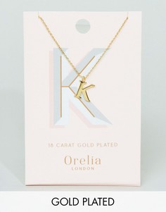 Позолоченное ожерелье с подвеской в виде буквы K Orelia - Золотой