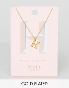 Позолоченное ожерелье с подвеской в виде буквы Н Orelia - Золотой