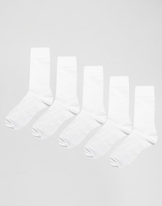 Комплект из 5 пар белых носков ASOS - СКИДКА - Белый