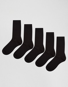 Комплект из 5 пар черных носков ASOS - СКИДКА - Черный