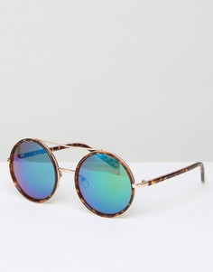 Круглые зеркальные солнцезащитные очки New Look - Коричневый