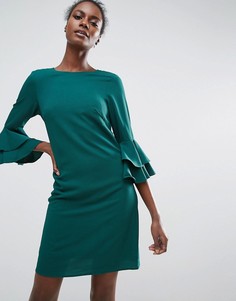 Цельнокройное платье с оборками на рукавах Traffic People - Зеленый