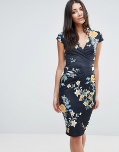 Платье-футляр с V‑образным вырезом и цветочным принтом Jessica Wright - Мульти