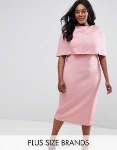 Платье миди с кейпом Club L Plus - Розовый