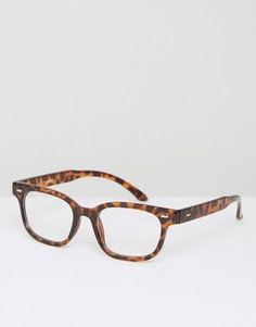 Черепаховые прямоугольные очки с прозрачными стеклами AJ Morgan - Коричневый