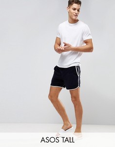 Темно-синие велюровые шорты ASOS TALL Runner - Темно-синий