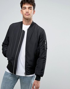 Черный бомбер с карманами ASOS MA1 - Черный