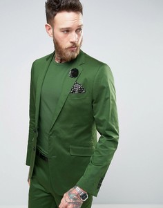 Зеленый приталенный пиджак из хлопкового сатина Devils Advocate - Зеленый