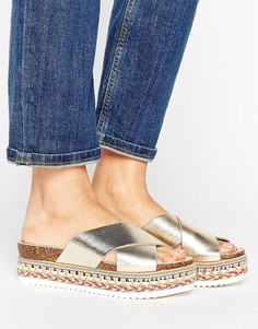 Золотистые кожаные шлепанцы-эспадрильи Carvela Kake - Золотой