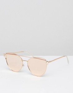 Солнцезащитные очки с металлической планкой спереди New Look - Золотой
