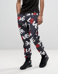 Тканые тренировочные брюки с принтом Love Moschino - Черный