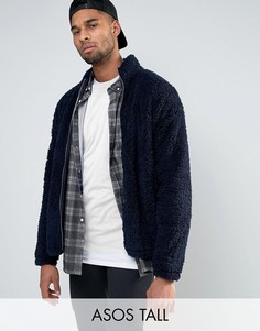 Темно-синяя oversize-куртка из искусственного меха ASOS TALL - Темно-синий