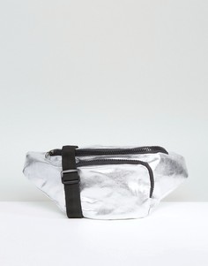 Серебристая сумка-кошелек на пояс с эффектом металлик Reclaimed Vintage - Серебряный