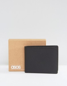 Черный бумажник из сафьяновой кожи с тиснением ASOS - Черный
