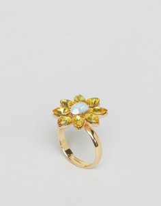 Броское кольцо с цветочной отделкой и камнями Johnny Loves Rosie - Золотой