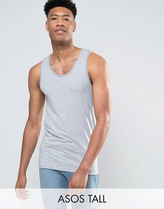 Серая меланжевая обтягивающая майка ASOS TALL - Серый