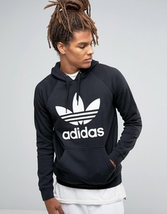 Худи без застежки с логотипом-трилистником adidas Originals AB8291 - Черный