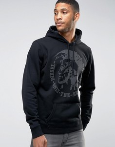 Черное худи с накладками Diesel Mowhawk - Черный
