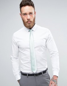Белая зауженная рубашка и галстук мятного цвета ASOS Wedding - СКИДКА - Белый