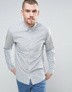 Рубашка классического кроя в полоску с кокеткой на спине Selected Homme - Кремовый