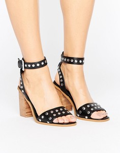 Босоножки с блочным каблуком и заклепками ASOS TEXAS - Черный