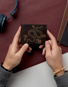 Кожаный бумажник с тисненой змеей ASOS - Коричневый
