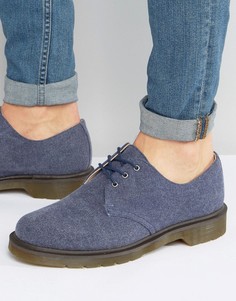 Выбеленные парусиновые туфли с 3 парами люверсов Dr Martens Lester - Темно-синий