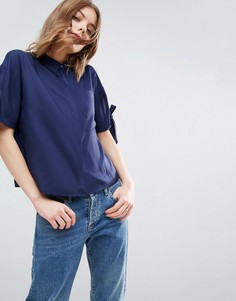 Свободная рубашка с завязками на рукавах ASOS - Темно-синий