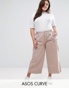 Широкие брюки на пуговицах спереди ASOS CURVE - Розовый