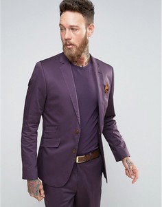 Фиолетовый приталенный пиджак из хлопкового сатина Devils Advocate - Фиолетовый