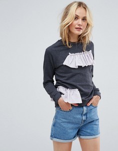 Свитшот с оборками в клеточку ASOS - Серый