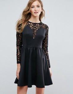 Платье с кружевными рукавами Amy Lynn - Черный