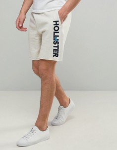 Трикотажные шорты с логотипом сбоку Hollister - Кремовый
