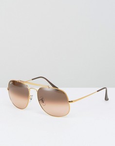 Авиаторы с коричневыми стеклами омбре Ray Ban The General - Коричневый