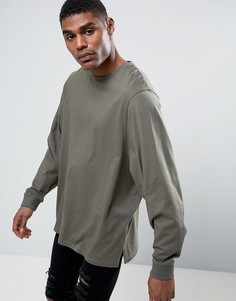 Свободный лонгслив цвета хаки с рукавами летучая мышь ASOS - Зеленый