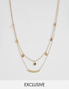 Ярусное ожерелье с дисками и планкой Reclaimed Vintage Inspired - Золотой